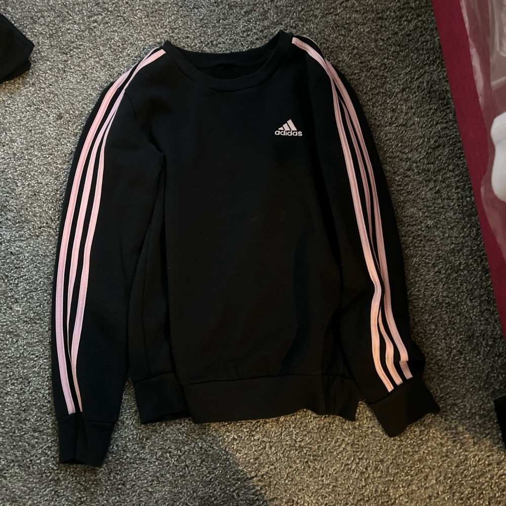 Adidas Black Crewneck with Pink Accents